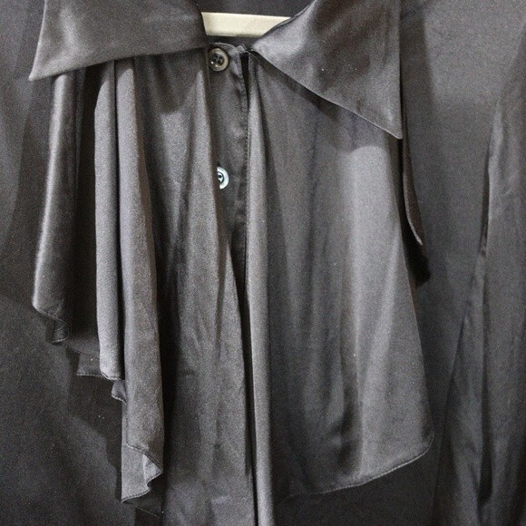 Escada vintage Black Silk Ruffle Button Down Blouse 100% Silk Germany 36 - Picture 5 of 16